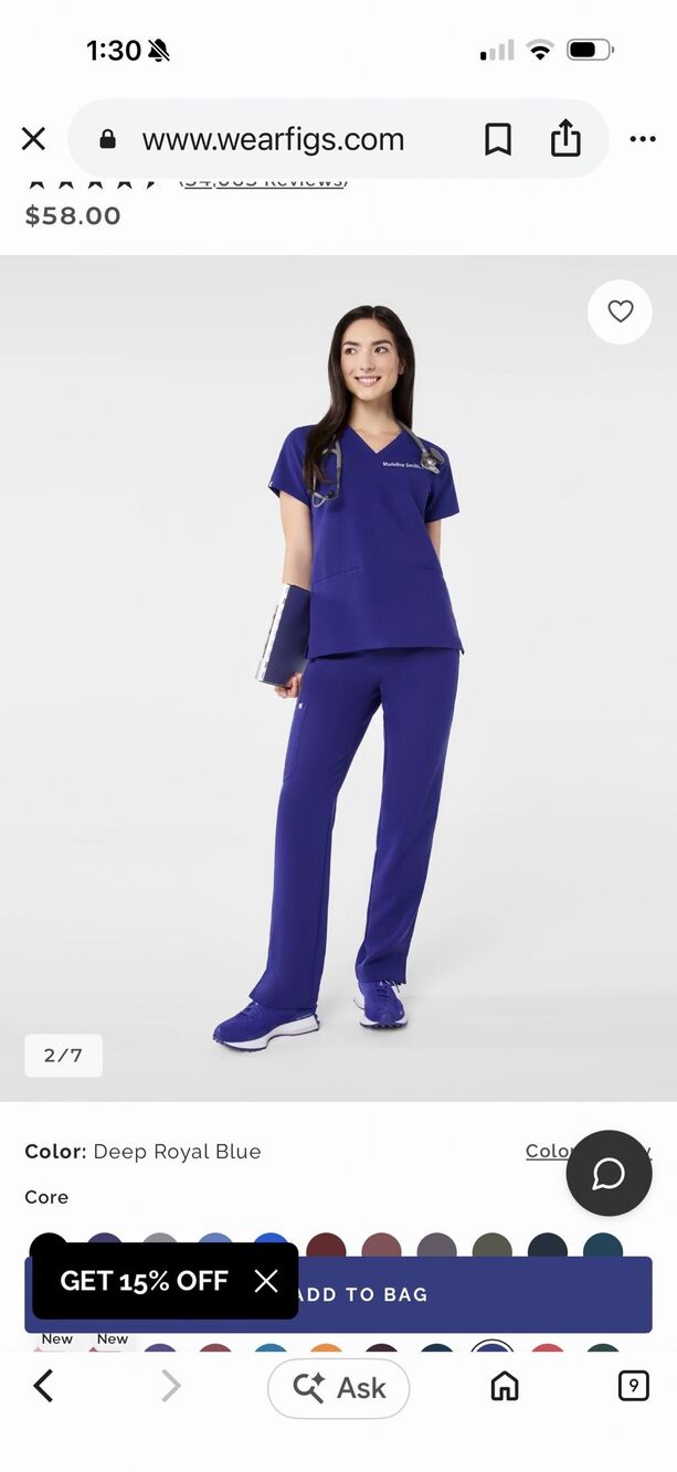 FIGS Casma Scrub Top Women’s Size XL Purple V-Neck 3 Pocket FW1100 Medical